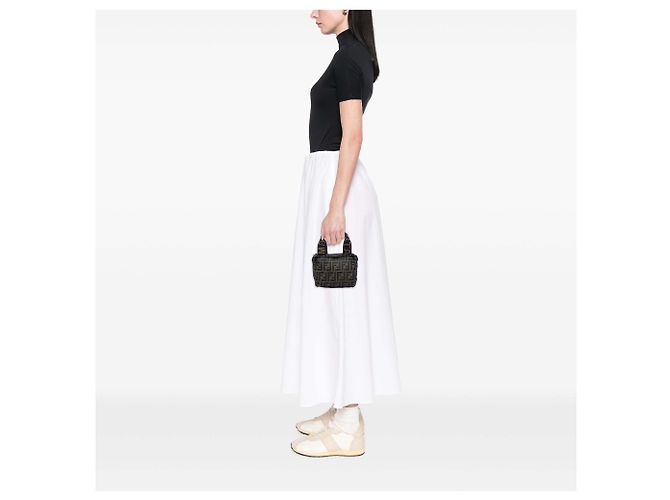 Borsa a mano Mini Zucca in tela marrone Fendi - vista 5