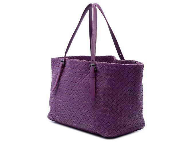 Bottega Veneta Borsa Tote Cesta in nappa Intrecciato viola Medium - vista 2
