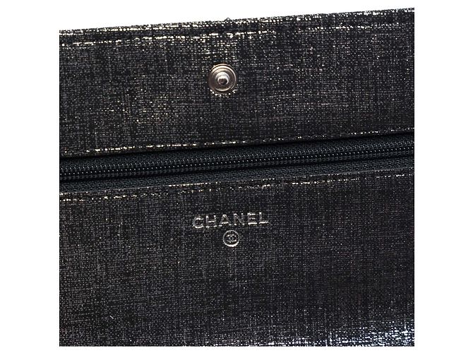 Chanel Gray CC gesteppte Metallic-Stoff Wallet On Chain Braun Anthrazitgrau - Ansicht 5