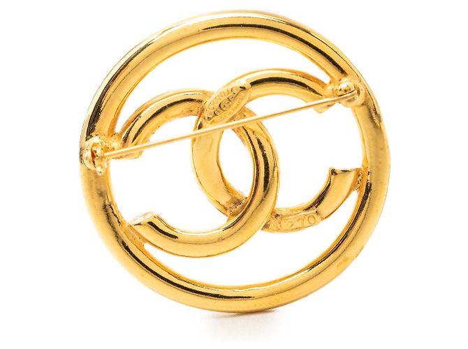 Broche redonda Chanel Gold CC bañada en oro Dorado - vista 4