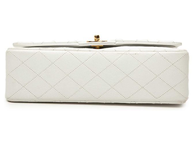 Chanel White Medium Classic Lambskin Double Flap Bianco - vista 3