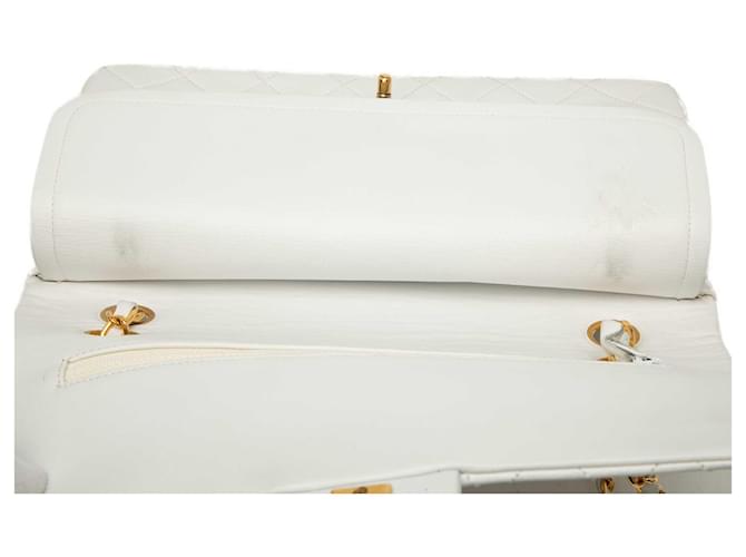 Chanel White Medium Classic Lambskin Double Flap Bianco - vista 6