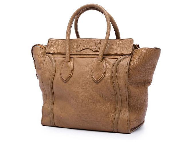 Céline Celine Tote Luggage in pelle di vitello granulata marrone Cammello - vista 2