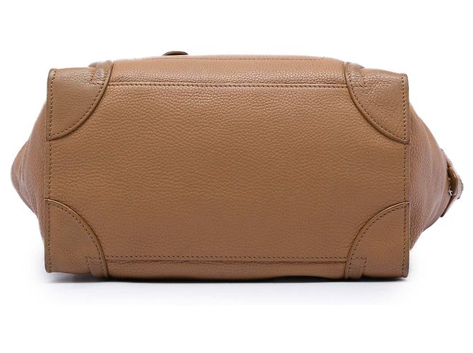 Céline Celine Tote Luggage in pelle di vitello granulata marrone Cammello - vista 3