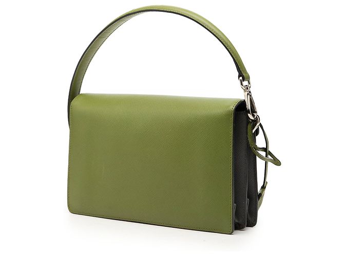 Borsa Prada Green Bicolor Saffiano Lux Sound Lock Verde Verde oliva - vista 2