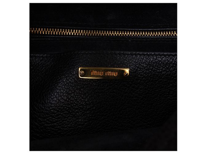Borsa a manico Miu Miu in capra nera stampata Madras Nero - vista 5