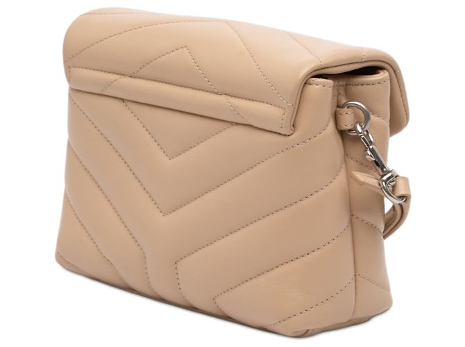 Saint Laurent Borsa a tracolla LouLou in pelle di vitello trapuntata monogramma beige - vista 2