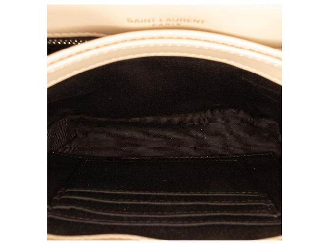 Saint Laurent Borsa a tracolla LouLou in pelle di vitello trapuntata monogramma beige - vista 4