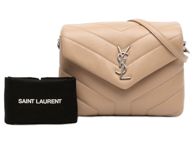 Saint Laurent Borsa a tracolla LouLou in pelle di vitello trapuntata monogramma beige - vista 7