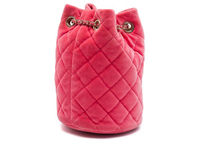 Bolsa Bucket Chanel Pink Mini Velvet Crystal Pearl Crush Rosa - vista 2