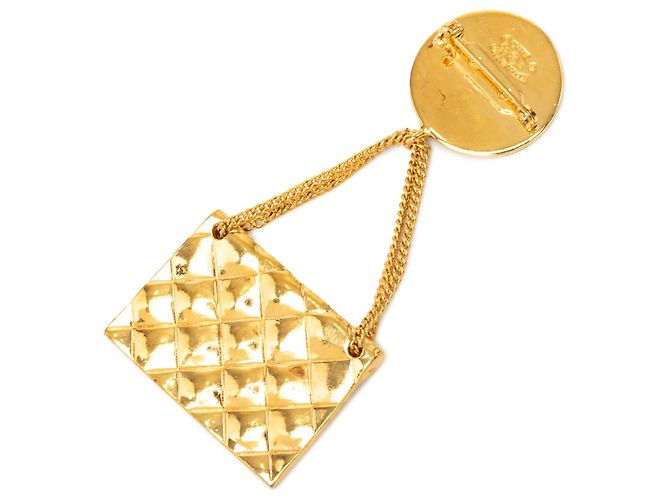 Borsa Chanel Gold CC Placcata Oro Trapuntata con Spilla Medaglione D'oro - vista 2