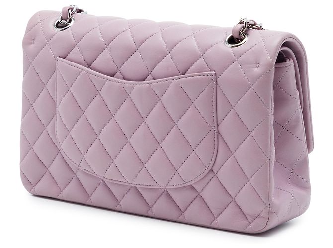 Chanel Purple Medium Classic Lambskin Double Flap Porpora - vista 2