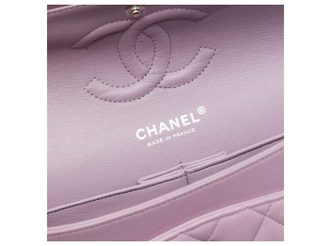 Chanel Purple Medium Classic Lambskin Double Flap Porpora - vista 5
