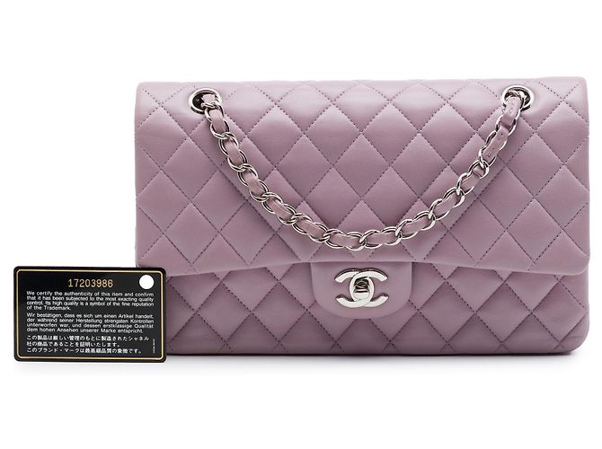 Chanel Purple Medium Classic Lambskin Double Flap Porpora - vista 7