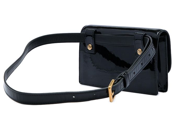 Dior Black Patent Saddle Gürteltasche Schwarz - Ansicht 2