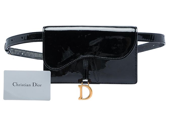 Dior Black Patent Saddle Gürteltasche Schwarz - Ansicht 7