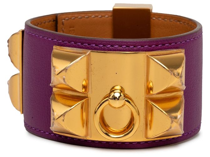 Bracciale Collier de Chien in Swift placcato oro viola Hermès T4 Porpora - vista 2