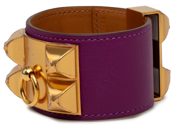 Bracciale Collier de Chien in Swift placcato oro viola Hermès T4 Porpora - vista 3