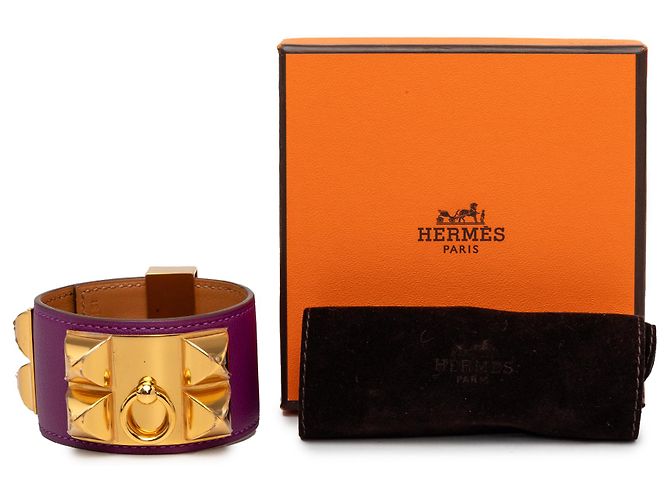 Bracciale Collier de Chien in Swift placcato oro viola Hermès T4 Porpora - vista 7