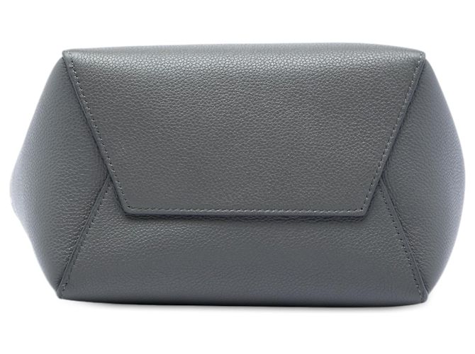 Céline Celine Borsa a secchiello Seau Sangle in pelle di vitello a grana morbida grigia, piccola Marrone Grigio antracite - vista 3