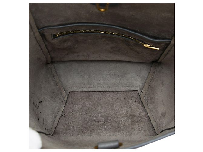 Céline Celine Borsa a secchiello Seau Sangle in pelle di vitello a grana morbida grigia, piccola Marrone Grigio antracite - vista 4