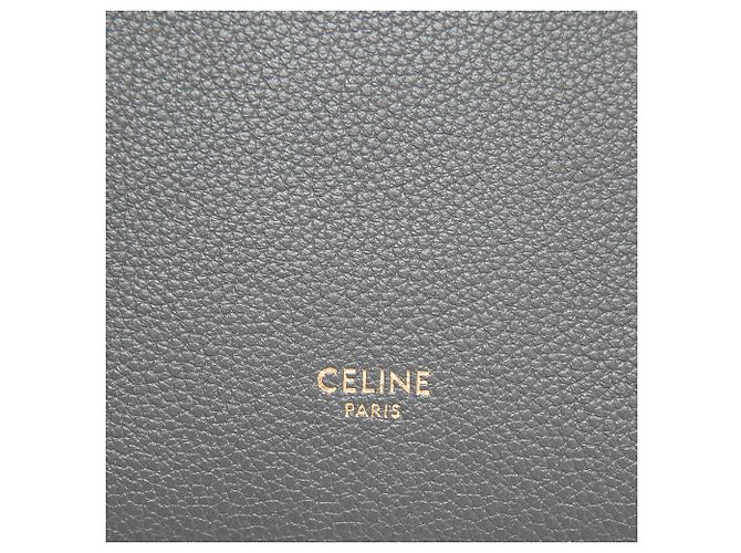 Céline Celine Borsa a secchiello Seau Sangle in pelle di vitello a grana morbida grigia, piccola Marrone Grigio antracite - vista 5