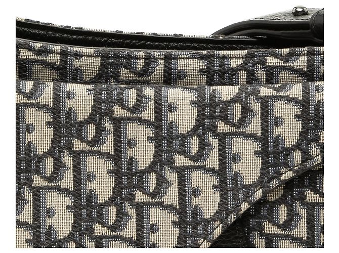 Borsa Saddle in tela Oblique blu mini di Dior - vista 6