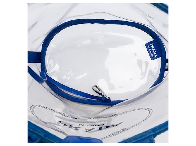 Tote Prada Blue PVC Canapa Logo - vista 4