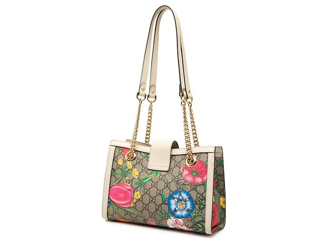 Tote Gucci Beige Small GG Supreme Flora Padlock - vista 2