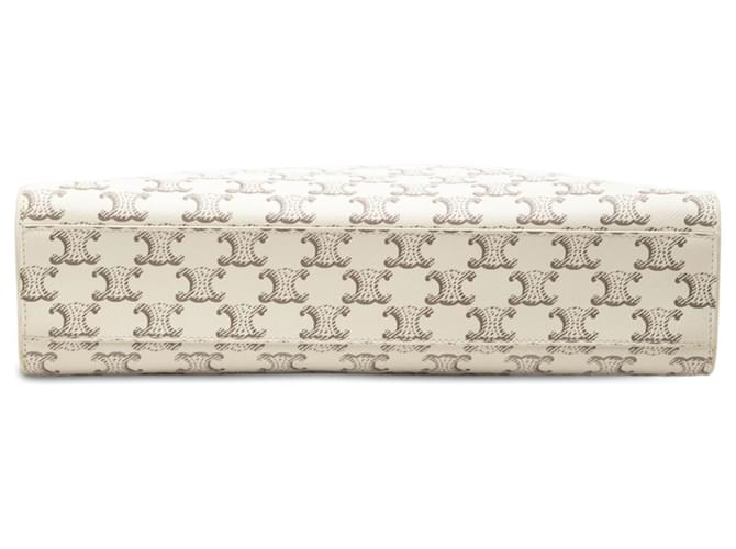 Céline Tote Verticale Celine White Medium Triomphe Coated Canvas Bianco Crudo - vista 3
