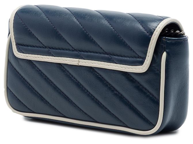Gucci Blue Super Mini GG Marmont Matelasse Leather Torchon Flap Crossbody Blu navy - vista 2