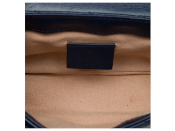 Gucci Blue Super Mini GG Marmont Matelasse Leather Torchon Flap Crossbody Blu navy - vista 4