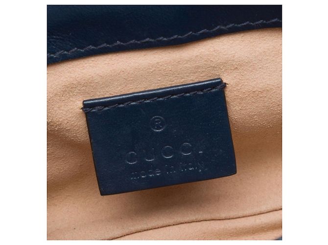 Gucci Blue Super Mini GG Marmont Matelasse Leather Torchon Flap Crossbody Blu navy - vista 5