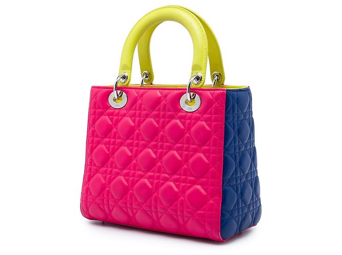 Lady Dior aus dreifarbigem rosa Lammleder Größe Medium Pink - Ansicht 2