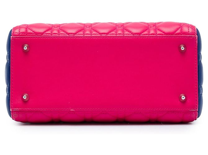 Lady Dior aus dreifarbigem rosa Lammleder Größe Medium Pink - Ansicht 3