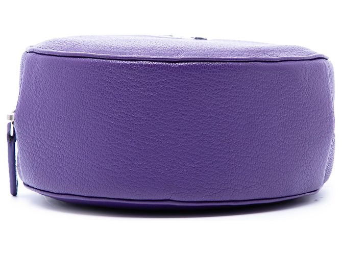 Clutch da Sci Chanel Purple CC in pelle di capra rotonda con catena Porpora Viola scuro - vista 3