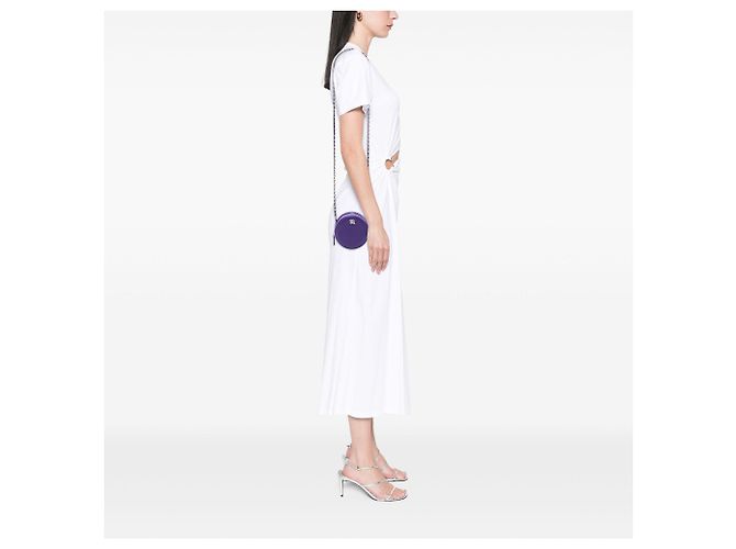 Clutch da Sci Chanel Purple CC in pelle di capra rotonda con catena Porpora Viola scuro - vista 6