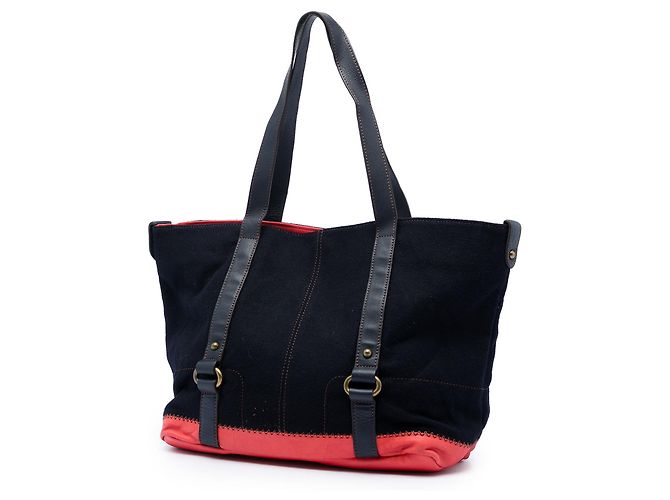 Burberry Canvas Tote mit blauer Lederbesatz Marineblau - Ansicht 2