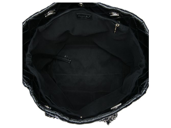 Chanel Black CC Quilted Patent Chic And Glitter Ligne Timeless Tote Nero - vista 4