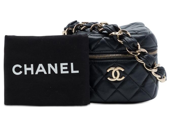 Borsa Vanity Chanel Black CC in agnello trapuntato Cube Nero - vista 7