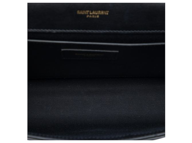 Saint Laurent Borsa a tracolla Kate Rockstar Patchwork Monogram in pelle liscia nera, misura Medium Nero - vista 4
