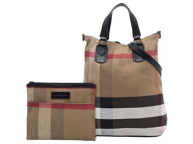 Burberry Sac Tottenham Brit en toile Mega Check marron Marron clair - vue 7