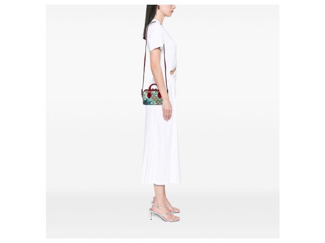 Borsa Boston Mini GG Supreme Blooms beige Gucci - vista 6