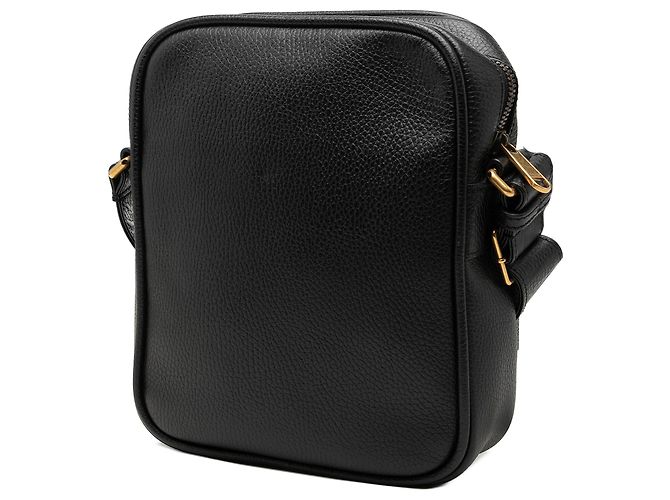 Borsa a tracolla Gucci in pelle di vitello granulata nera con logo - vista 2