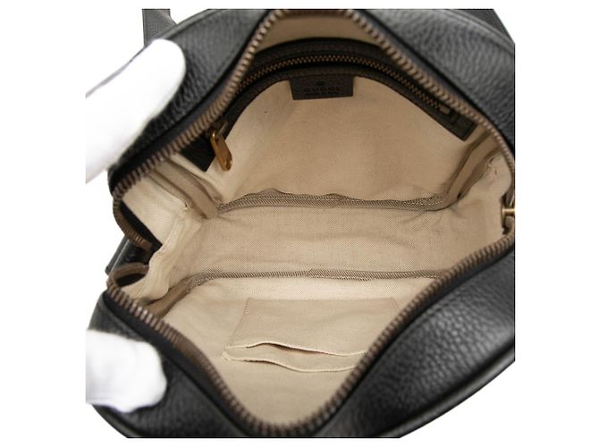 Borsa a tracolla Gucci in pelle di vitello granulata nera con logo - vista 4