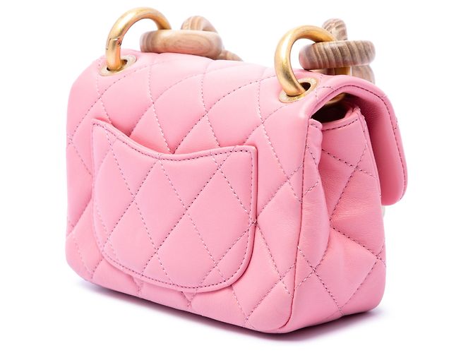 Chanel Pink Mini Wenge Wood Chain Flap Rosa - vista 2