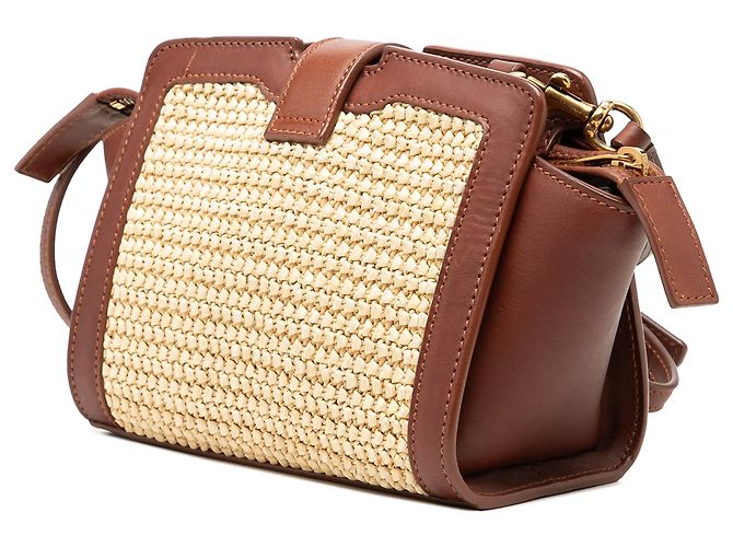 Borsa Tote Saint Laurent Downtown Monogram in Raffia Beige Toy - vista 2
