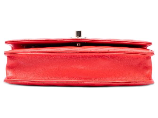Chanel Red Chevron Lambskin Trendy CC Chain Wallet on Chain Rosso - vista 3
