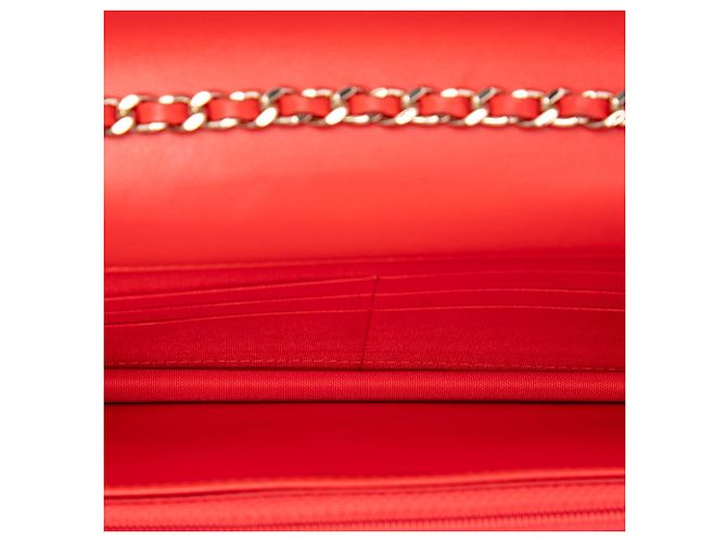 Chanel Red Chevron Lambskin Trendy CC Chain Wallet on Chain Rosso - vista 4