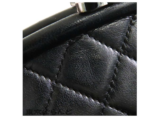 Clutch Timeless Kisslock in agnello trapuntato nero Chanel - vista 10
